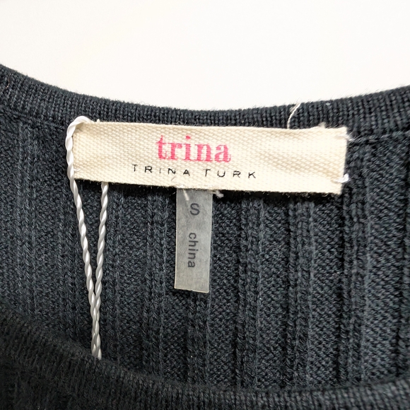 Trina Turk Charcoal Ribbed Knit Top - Picture 3 of 4